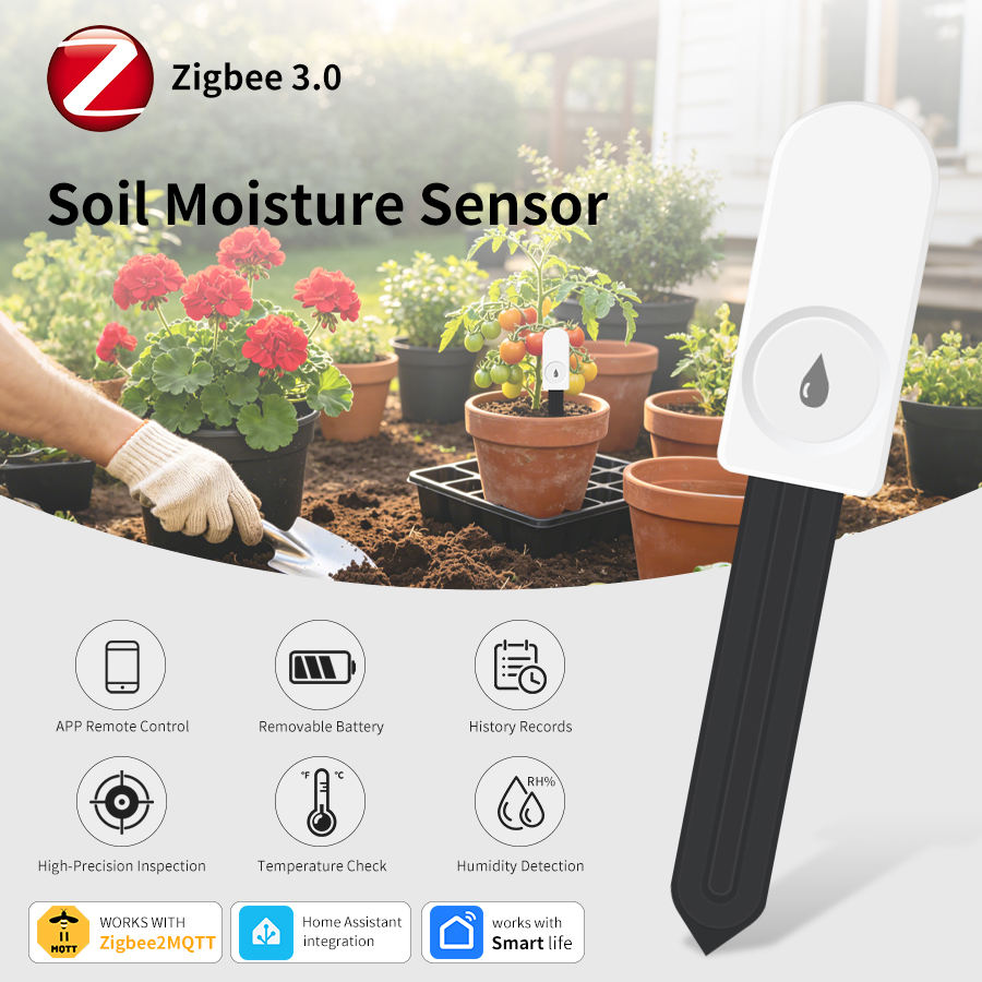Smart Garden Home Assistant - ZigBee Smart Bodenfeuchtigkeitssensor, Temperatur- und Luftfeuchtigkeitsmesser,